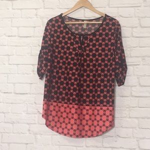 Per Seption Concepts blouse. XL. Black and Coral.